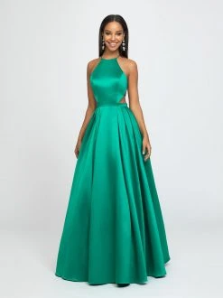Formal Gowns Madison James - 19-186 Halter Mikado Pleated A-line Dress