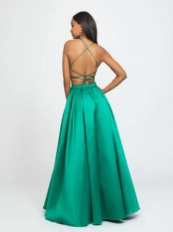 Formal Gowns Madison James - 19-186 Halter Mikado Pleated A-line Dress