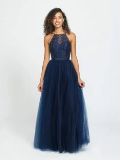 Madison James - 19-188 Embellished Lace Illusion Tulle Gown