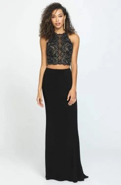 Madison James - 19-189 Beaded Lace Two Piece Jersey Sheath Dress
