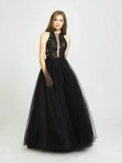 Madison James - 19-190 Embroidered Halter Tulle Ballgown Formal Gowns