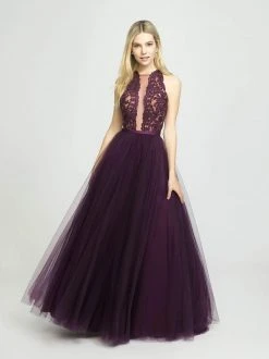 Madison James - 19-190 Embroidered Halter Tulle Ballgown Formal Gowns