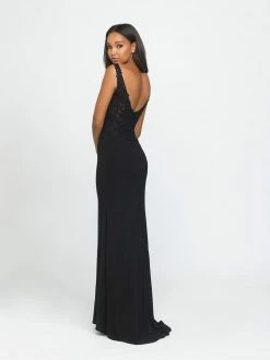 Formal Gowns Madison James - 19-191 Lace Jersey Deep V-neck Sheath Dress 7 Formal Gowns Madison James - 19-191 Lace Jersey Deep V-neck Sheath Dress