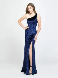 Formal Gowns Madison James - 19-192 One Shoulder Velvet Trumpet Dress