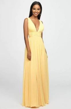 Madison James - 19-193 Plunging Neck Empire Waist Chiffon A-Line Gown 18 Madison James - 19-193 Plunging Neck Empire Waist Chiffon A-Line Gown