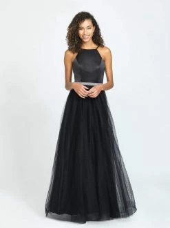 Madison James - 19-196 Halter Tulle And Satin A-line Dress Formal Gowns
