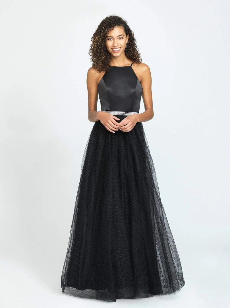 Madison James - 19-196 Halter Tulle And Satin A-line Dress Formal Gowns 3 Madison James - 19-196 Halter Tulle And Satin A-line Dress Formal Gowns