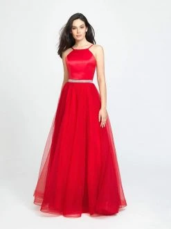Madison James - 19-196 Halter Tulle And Satin A-line Dress Formal Gowns 8 Madison James - 19-196 Halter Tulle And Satin A-line Dress Formal Gowns