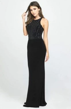 Formal Gowns Madison James - 19-197 Beaded Jersey Halter Trumpet Dress