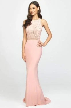 Formal Gowns Madison James - 19-197 Beaded Jersey Halter Trumpet Dress