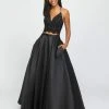 Madison James - 19-198 Two Piece Lace Mikado A-line Dress Formal Gowns 2 Madison James - 19-198 Two Piece Lace Mikado A-line Dress Formal Gowns