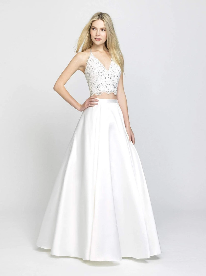 Madison James - 19-198 Two Piece Lace Mikado A-line Dress Formal Gowns 5 Madison James - 19-198 Two Piece Lace Mikado A-line Dress Formal Gowns