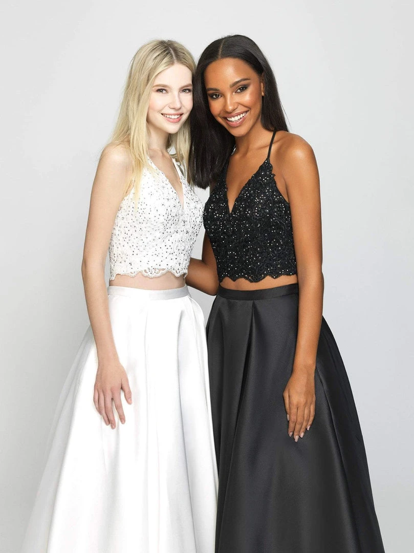 Madison James - 19-198 Two Piece Lace Mikado A-line Dress Formal Gowns 8 Madison James - 19-198 Two Piece Lace Mikado A-line Dress Formal Gowns