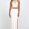 Formal Gowns Madison James - 19-201 Two-Piece Beaded Illusion Lace High Slit Gown