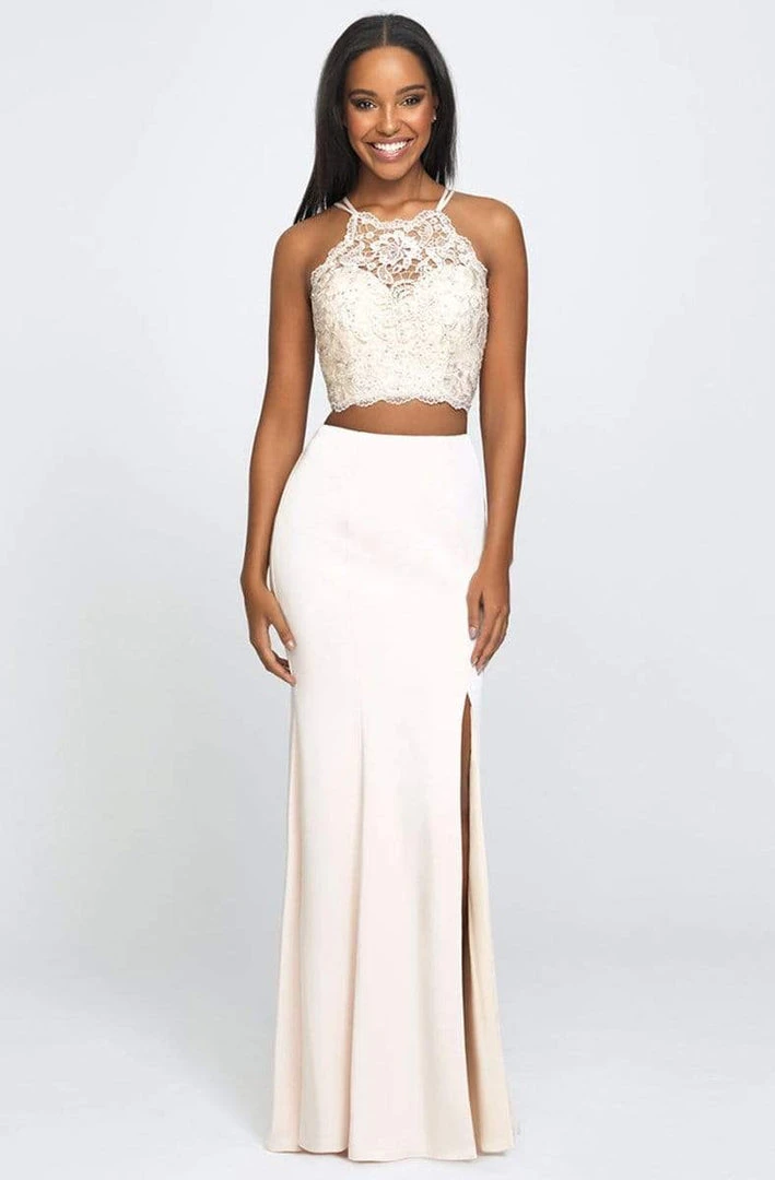 Formal Gowns Madison James - 19-201 Two-Piece Beaded Illusion Lace High Slit Gown 3 Formal Gowns Madison James - 19-201 Two-Piece Beaded Illusion Lace High Slit Gown