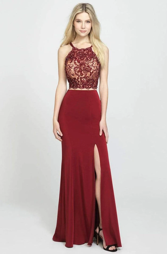 Formal Gowns Madison James - 19-201 Two-Piece Beaded Illusion Lace High Slit Gown 7 Formal Gowns Madison James - 19-201 Two-Piece Beaded Illusion Lace High Slit Gown