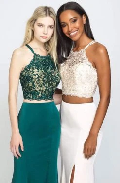 Formal Gowns Madison James - 19-201 Two-Piece Beaded Illusion Lace High Slit Gown 10 Formal Gowns Madison James - 19-201 Two-Piece Beaded Illusion Lace High Slit Gown