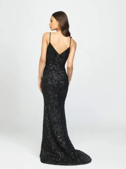 Formal Gowns Madison James - 19-202 Sequined Plunging V-neck Trumpet Dress