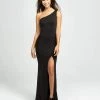 Madison James - 19-205 One Shoulder Stretch Satin Trumpet Dress Formal Gowns