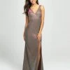 Formal Gowns Madison James - 19-208 V-neck Glitter Knit Trumpet Dress