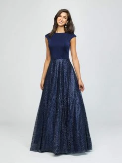 Madison James - 19-250M Satin Jewel Glitter Tulle A-line Dress Formal Gowns