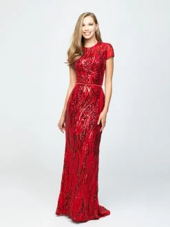 Formal Gowns Madison James - 19-254M Two Piece Sequined Trumpet Dress
