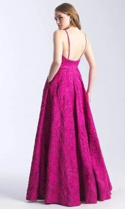 Madison James - 20-316 Floral Jacquard Plunging V-Neck Gown Formal Gowns 8 Madison James - 20-316 Floral Jacquard Plunging V-Neck Gown Formal Gowns