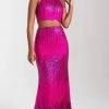 Madison James - 20-320 Two Piece Sequined Halter Sheath Dress Formal Gowns 2 Madison James - 20-320 Two Piece Sequined Halter Sheath Dress Formal Gowns