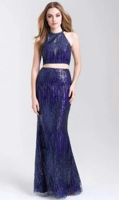 Madison James - 20-320 Two Piece Sequined Halter Sheath Dress Formal Gowns 11 Madison James - 20-320 Two Piece Sequined Halter Sheath Dress Formal Gowns