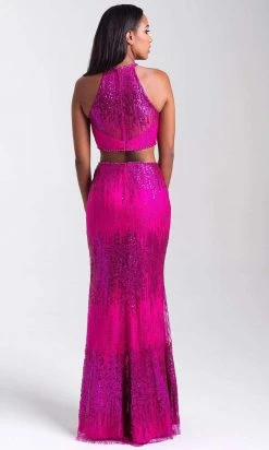 Madison James - 20-320 Two Piece Sequined Halter Sheath Dress Formal Gowns 9 Madison James - 20-320 Two Piece Sequined Halter Sheath Dress Formal Gowns