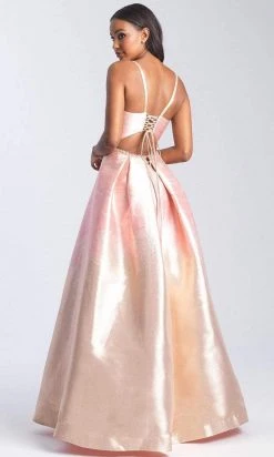 Madison James - 20-333 Deep V-neck Metallic Mikado Ballgown