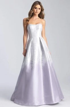 Madison James - 20-334 Contrast Print Metallic Mikado Ballgown