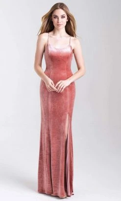 Formal Gowns Madison James - 20-337 Sparkle Velvet Scoop Sheath Dress