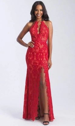 Formal Gowns Madison James - 20-340 Stretch Lace Halter Sheath Dress