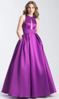 Formal Gowns Madison James - 20-341 Illusion Front Keyhole Silk Mikado A-Line Gown