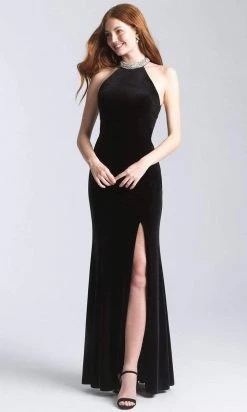 Formal Gowns Madison James - 20-350 Jeweled Collar Halter Velvet Gown