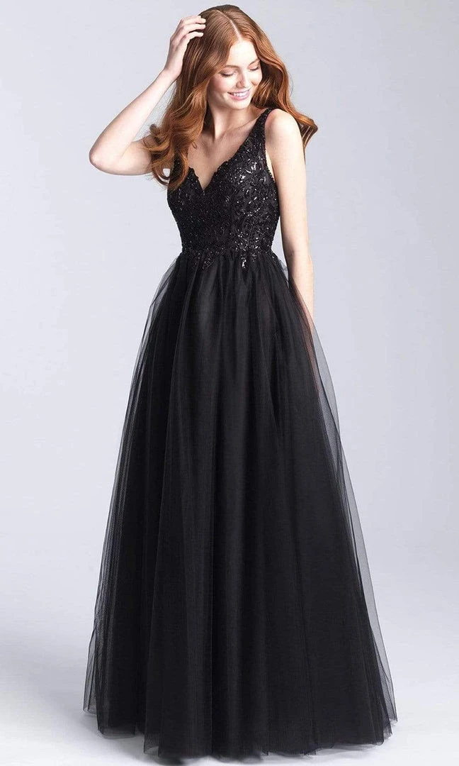 Madison James - 20-354 Sequined V-neck Tulle A-line Gown 3 Madison James - 20-354 Sequined V-neck Tulle A-line Gown