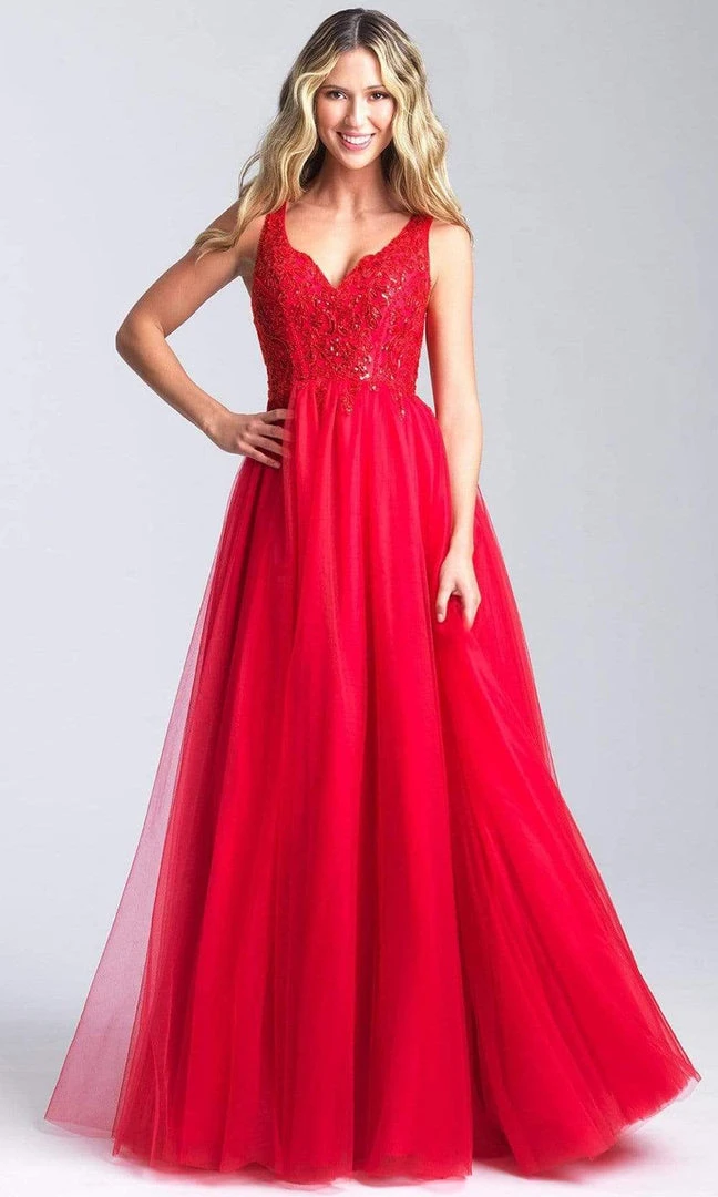 Madison James - 20-354 Sequined V-neck Tulle A-line Gown 7 Madison James - 20-354 Sequined V-neck Tulle A-line Gown