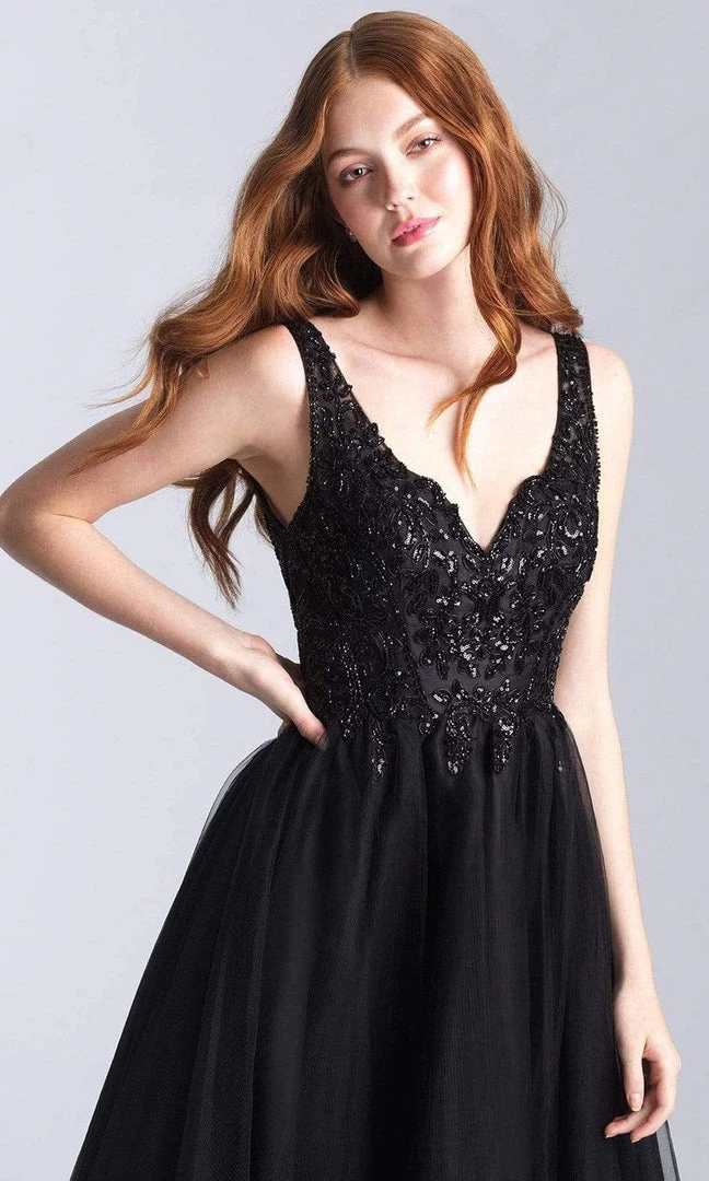 Madison James - 20-354 Sequined V-neck Tulle A-line Gown 5 Madison James - 20-354 Sequined V-neck Tulle A-line Gown