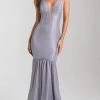 Madison James - 20-355 Deep V-neck Glitter Jersey Trumpet Dress Formal Gowns 2 Madison James - 20-355 Deep V-neck Glitter Jersey Trumpet Dress Formal Gowns