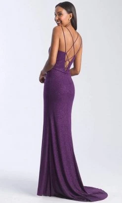 Madison James - 20-356 Deep V-neck Glitter Jersey Sheath Dress 7 Madison James - 20-356 Deep V-neck Glitter Jersey Sheath Dress