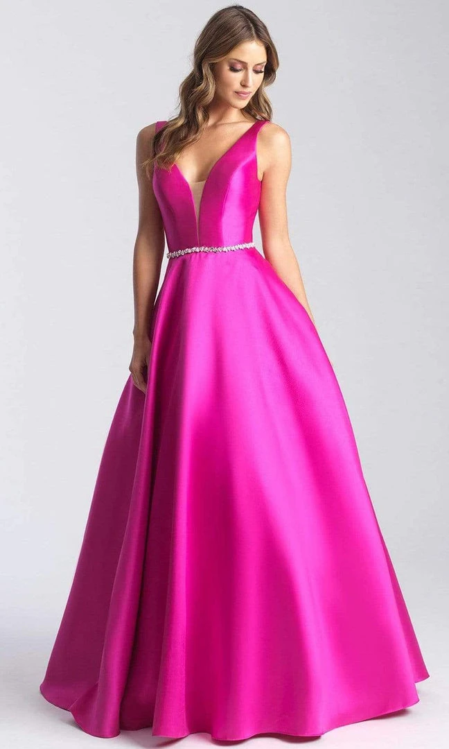 Madison James - 20-357 Sleeveless Deep V Neck And Back A-Line Gown Formal Gowns 5 Madison James - 20-357 Sleeveless Deep V Neck And Back A-Line Gown Formal Gowns