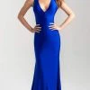 Madison James - 20-358 Crisscross Strappy Back Fitted Jersey Gown