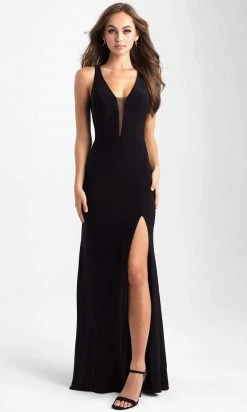 Madison James - 20-368 Plunging Lace Up Back High Slit Gown Formal Gowns 9 Madison James - 20-368 Plunging Lace Up Back High Slit Gown Formal Gowns
