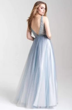 Madison James - 20-369 V-Neckline Embellished A-Line Dress Formal Gowns