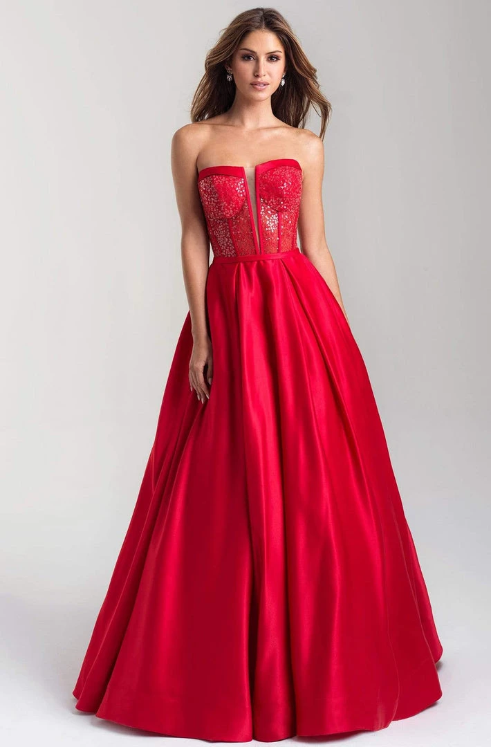 Formal Gowns Madison James - 20-372 Sequined Deep V-neck Satin Ballgown 5 Formal Gowns Madison James - 20-372 Sequined Deep V-neck Satin Ballgown