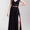 Madison James - 20-377 Two-Piece Cap Sleeve Lace Bodice High Slit Gown 1 Madison James - 20-377 Two-Piece Cap Sleeve Lace Bodice High Slit Gown
