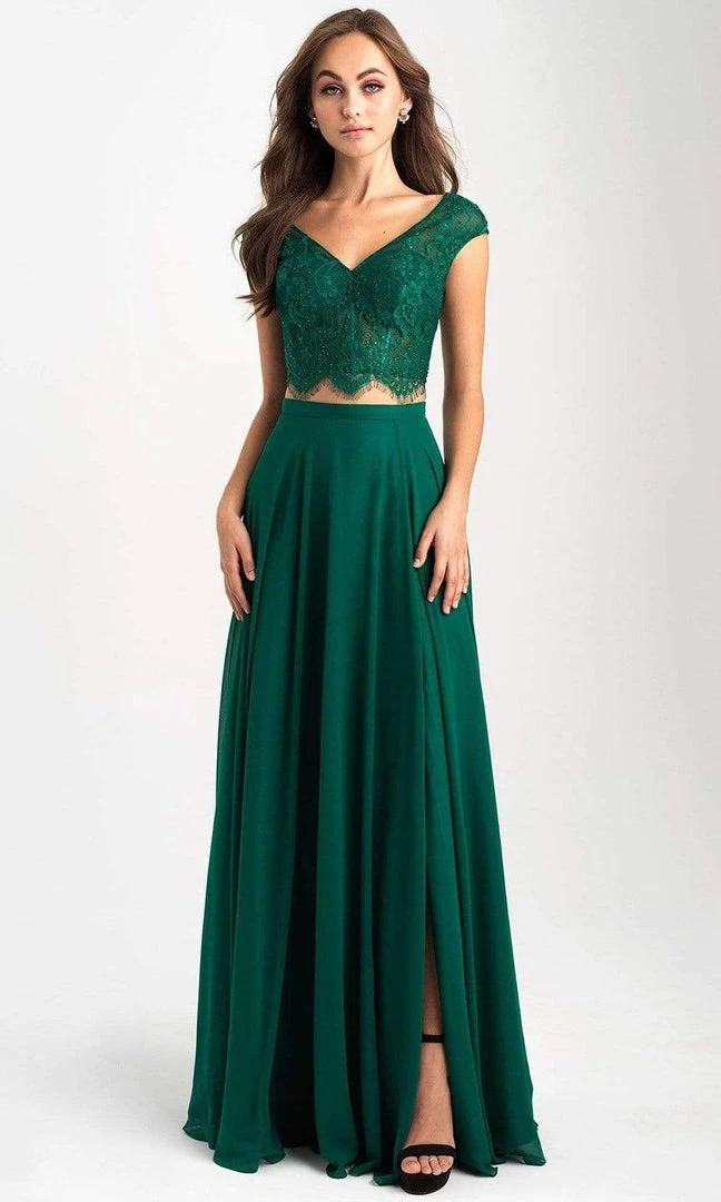 Madison James - 20-377 Two-Piece Cap Sleeve Lace Bodice High Slit Gown 5 Madison James - 20-377 Two-Piece Cap Sleeve Lace Bodice High Slit Gown
