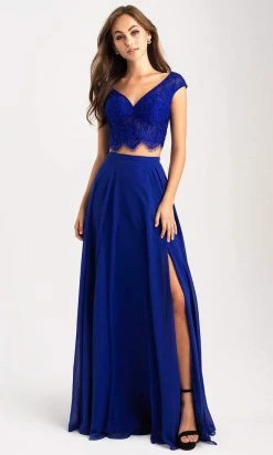 Madison James - 20-377 Two-Piece Cap Sleeve Lace Bodice High Slit Gown 11 Madison James - 20-377 Two-Piece Cap Sleeve Lace Bodice High Slit Gown