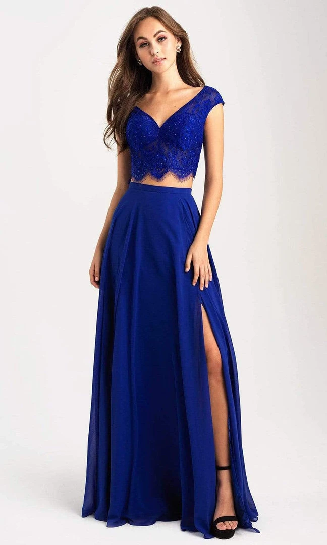 Madison James - 20-377 Two-Piece Cap Sleeve Lace Bodice High Slit Gown 7 Madison James - 20-377 Two-Piece Cap Sleeve Lace Bodice High Slit Gown